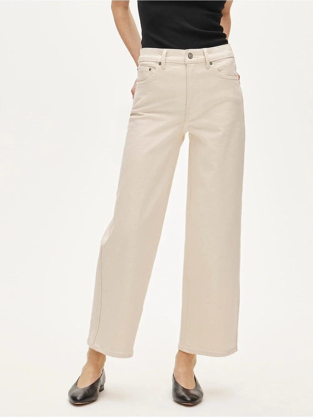J. Crew Everyday Wide-Leg High-Rise Jeans in Cream